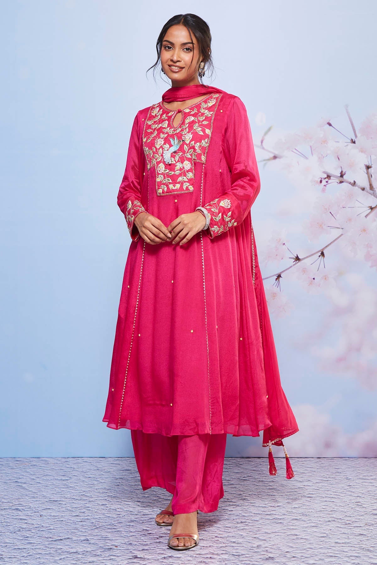 Buy Rani Chiffon A-Line Kurta Set Online